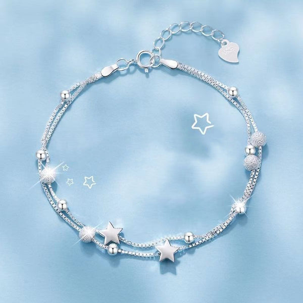 Star Bead Charm Double Chain Bracelet