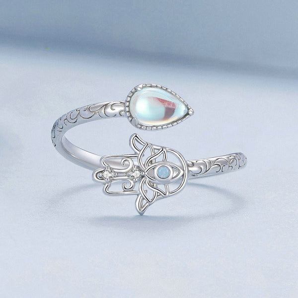 Opal Hamsa Hand Ring