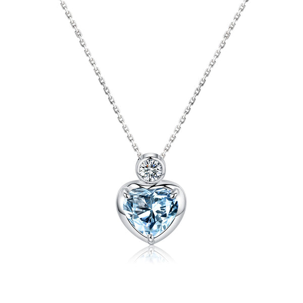 Aquamarine Heart Wedding Pendant Necklace