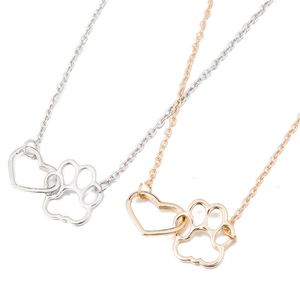 Dog Paw Heart Necklace