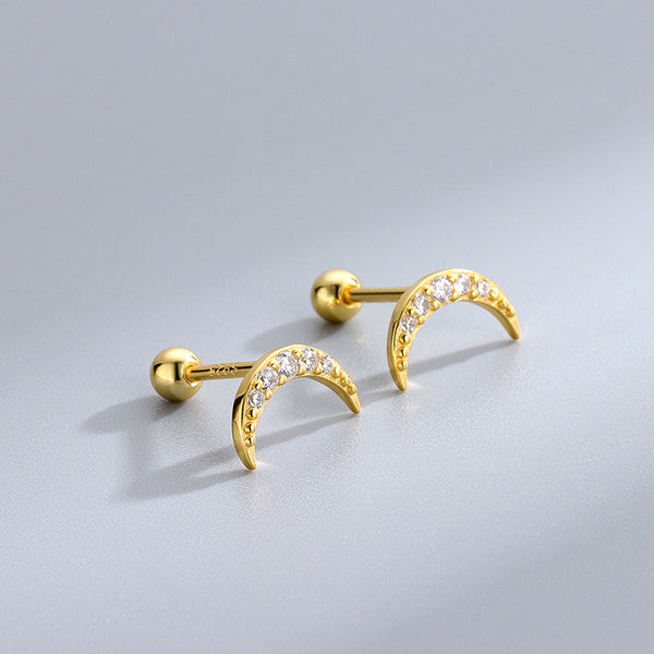 Crescent Moon Stud Earrings