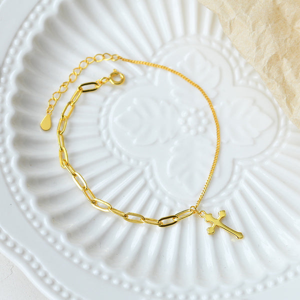 Dainty Gold Cross Bracelet