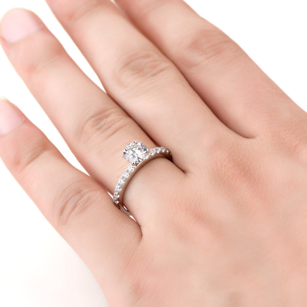 Moissanite Pave Setting Engagement Ring