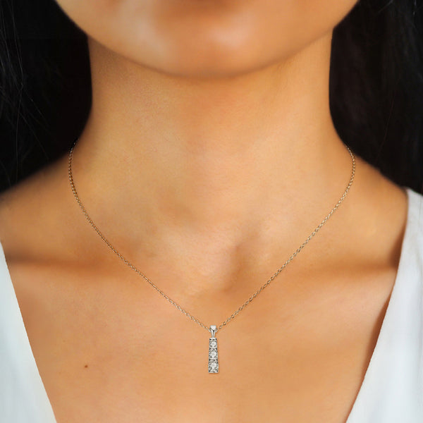 Three Stone Moissanite Necklace