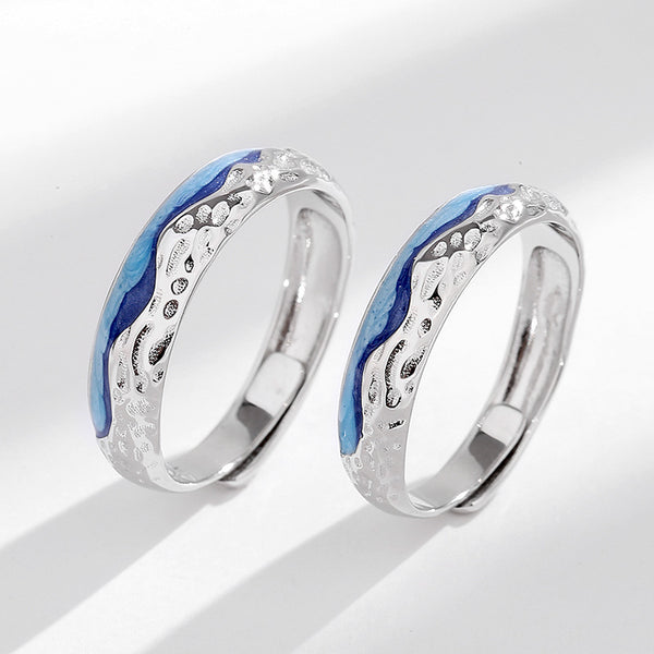 Mountain Ocean Couple Matching Ring