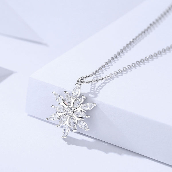 Silver Snowflake Pendant Necklace