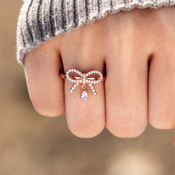 Dainty Bow Tie Teardrop Ring