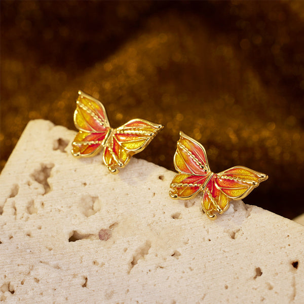 Enamel Butterfly Stud Earrings