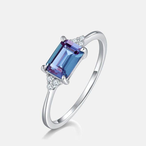 Emerald Cut Alexandrite Engagement Ring