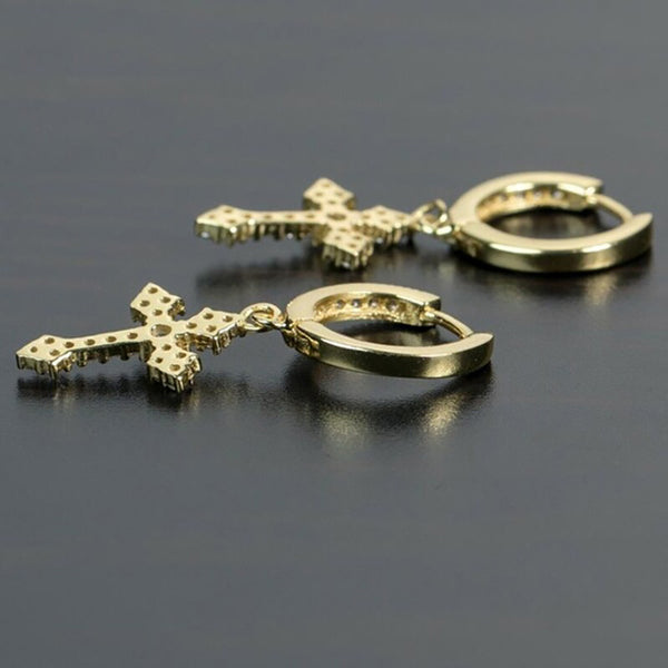 Dainty Cross Hoop Earrings