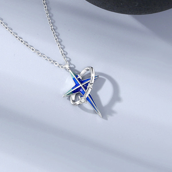 Blue Star Planet Couple Necklace