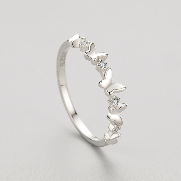 Dainty Silver Butterfly Stacking Ring