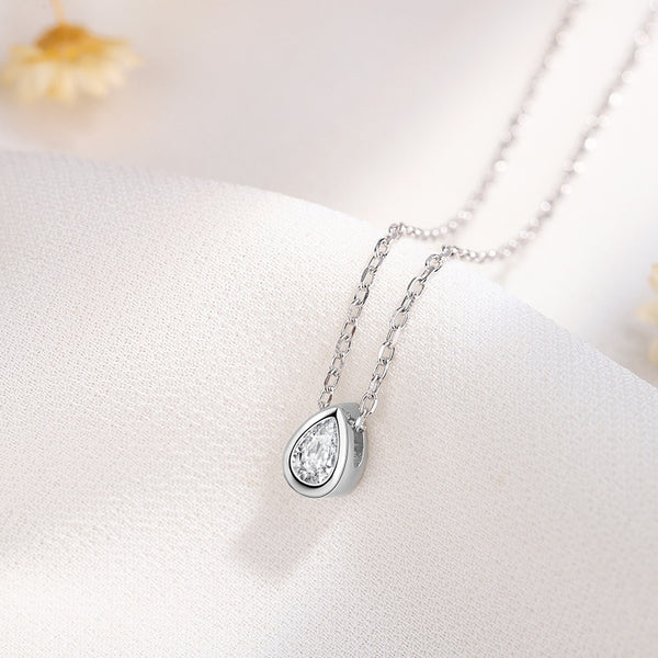 Silver Teardrop Pendant Necklace