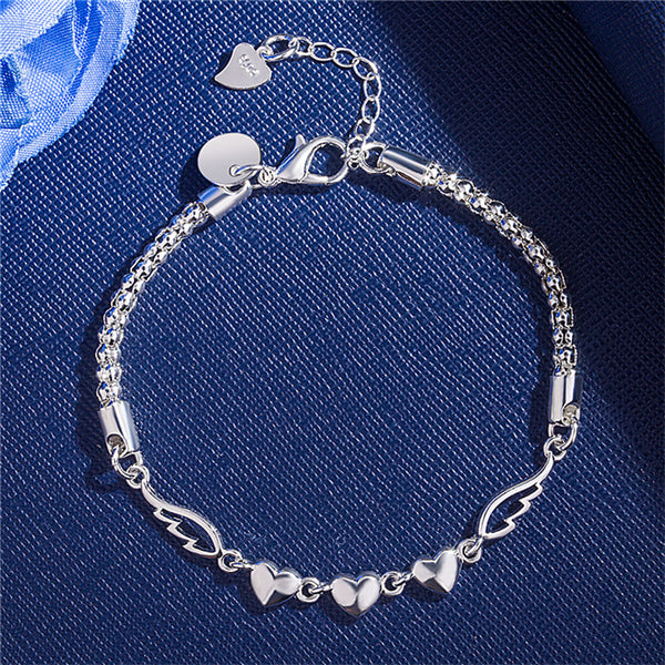 Triple Heart Angel Wing Bracelet