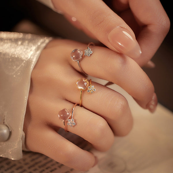 Dainty Pink Flower Stacking Ring