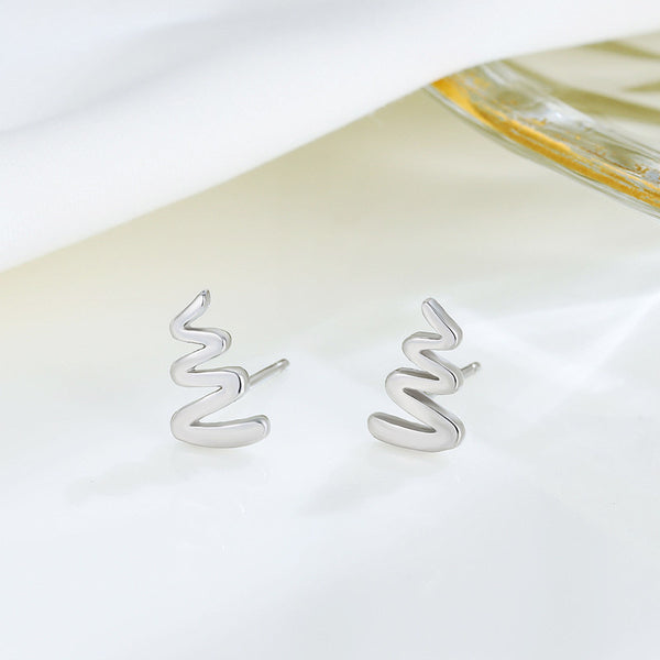 Minimalist Wave Stud Earrings