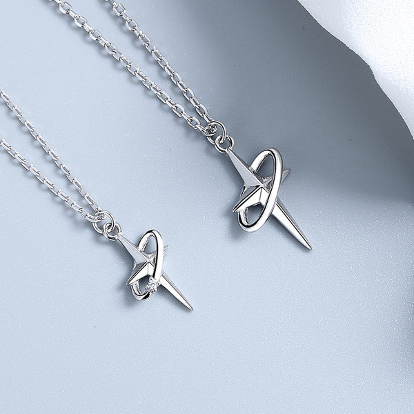 Silver Cross Couple Necklace