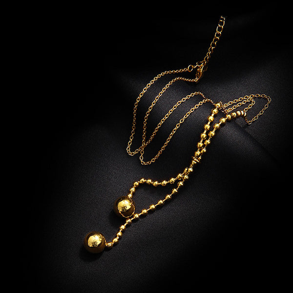 Double Gold Ball Necklace