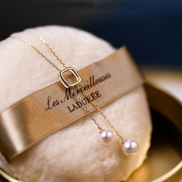 Double Pearl Negligee Necklace