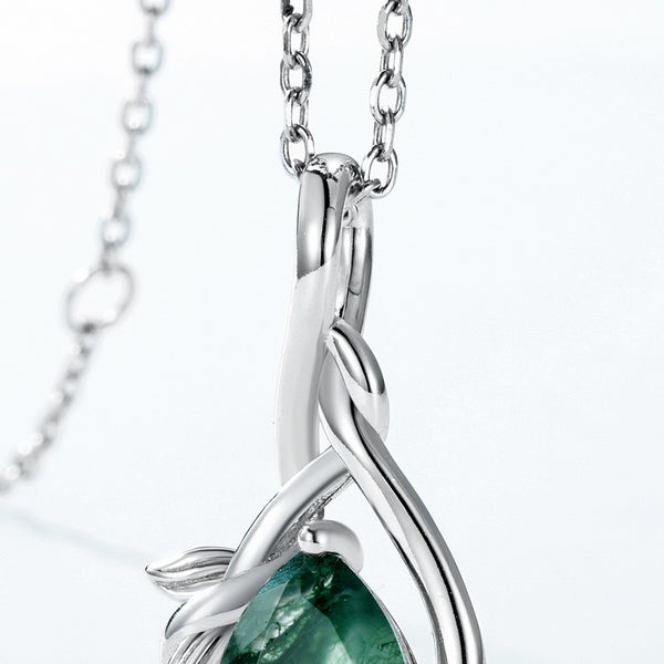 Teardrop Moss Agate Pendant Necklace