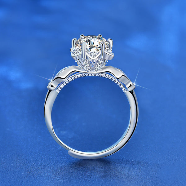 Six-Prong Moissanite Flower Engagement Ring