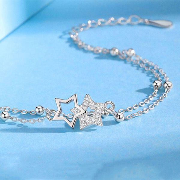 Star Charm Bead Double Chain Bracelet