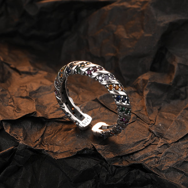 Silver Rainbow Chain Ring