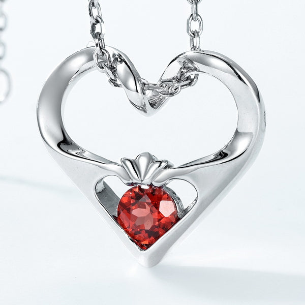 Garnet Heart Pendant Necklace