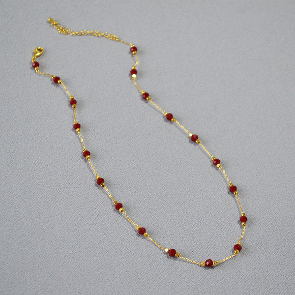 Vintage Vermilion Red Crystal Necklace