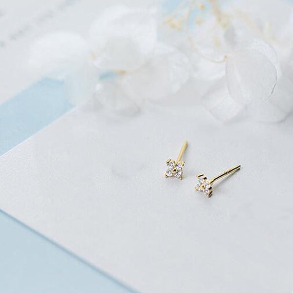 Tiny Four Petal Flower Stud Earrings