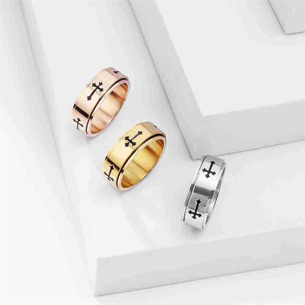 Cross Anxiety Fidget Spinner Band Ring