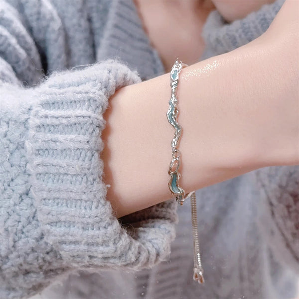 Dainty Blue Ocean Wave Bracelet