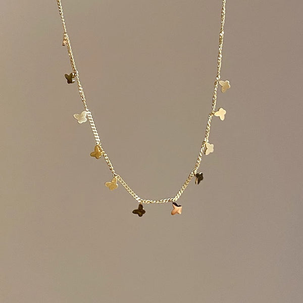 Multiple Gold Butterfly Charm Necklace