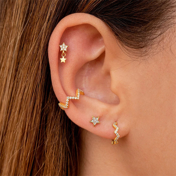 Wave Pave Huggie Hoop Earrings