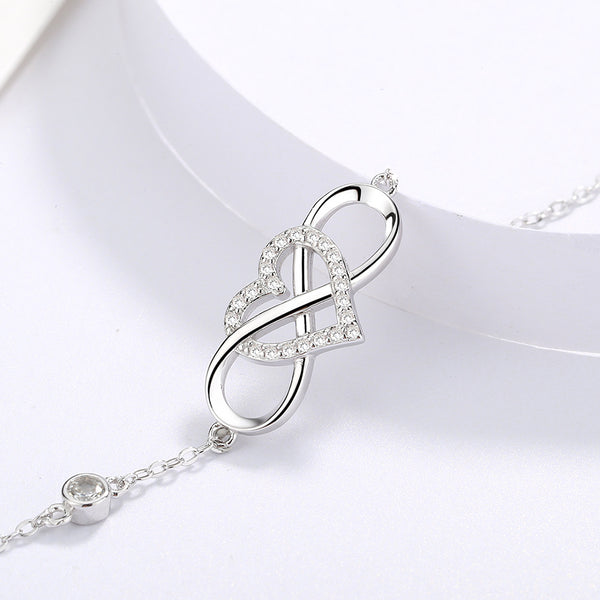 Infinity Mobius Heart Charm Bracelet