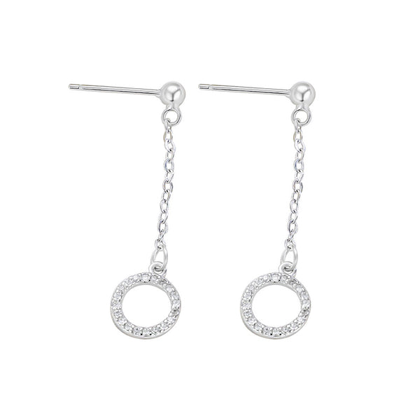 Pave Circle Drop Stud Earrings