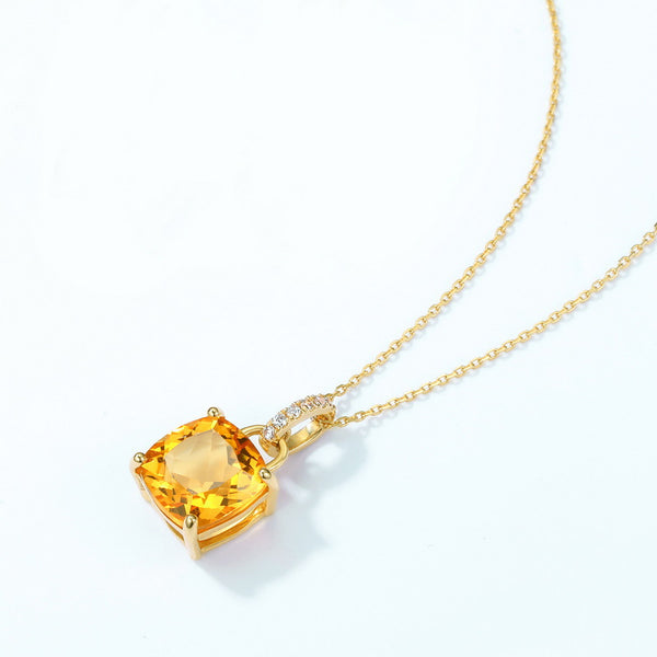 Solid 14k Gold Solitaire Topaz Necklace