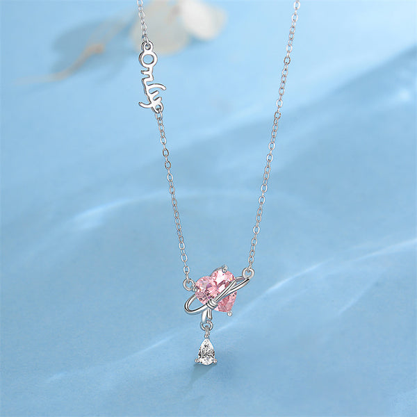 Dainty Heart Planet Charm Necklace