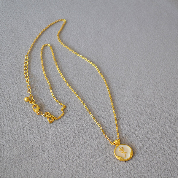 Gold Tulip Rose Flower Necklace