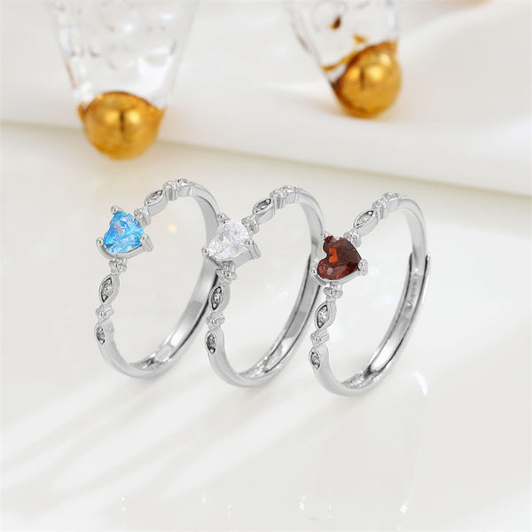 Color Gemstone Heart Stacking Ring