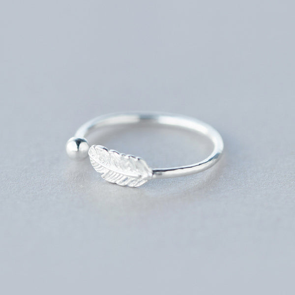 Silver Feather Stackable Ring