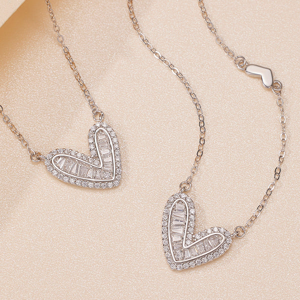 Dainty Silver Heart Charm Necklace