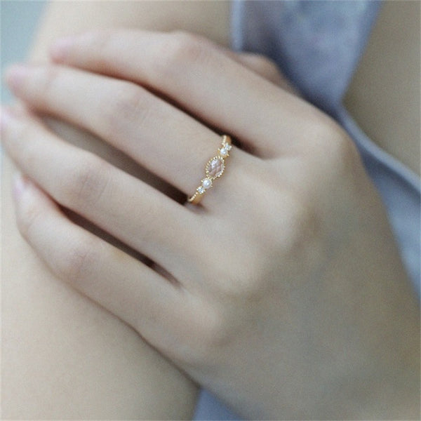 Dainty Crystal Pearl Stacking Ring