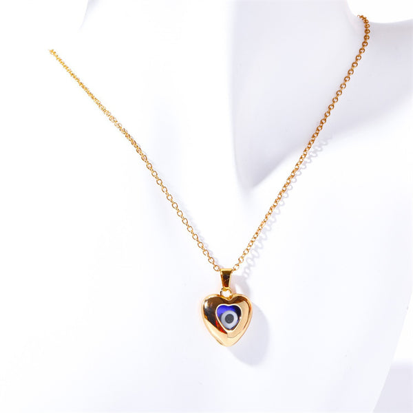 Evil Eye Heart Pendant Necklace