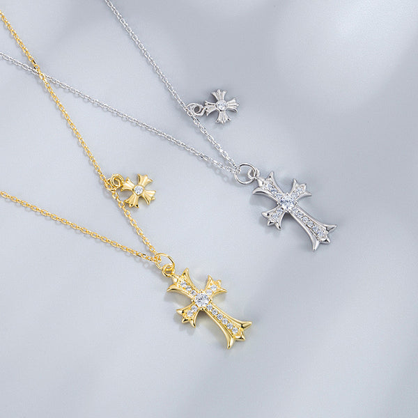 Iris Flower Cross Necklace