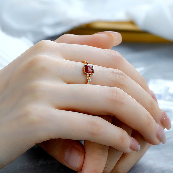 Vintage Square Amber Ring