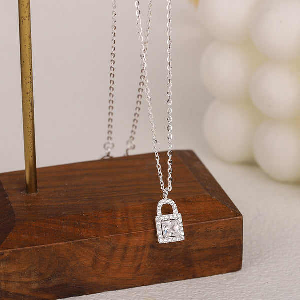 Silver Lock Pendant Necklace