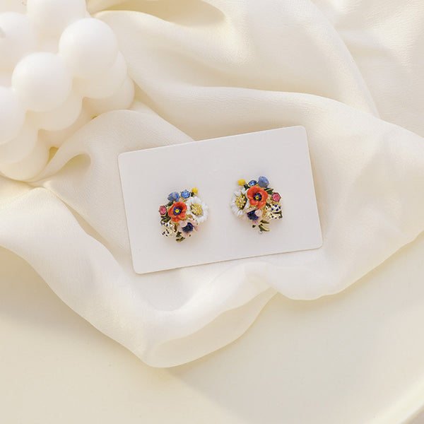 Dainty Flower Enamel Earrings