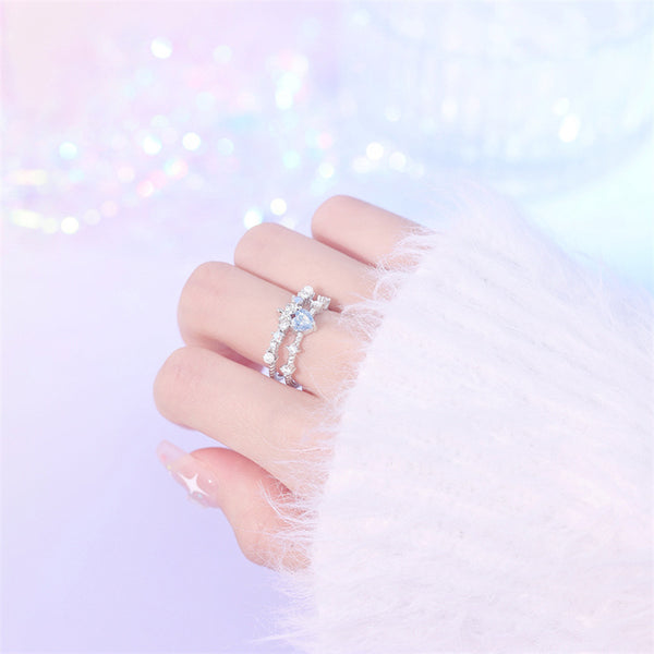 Ice Flower Cut Heart Pearl Ring