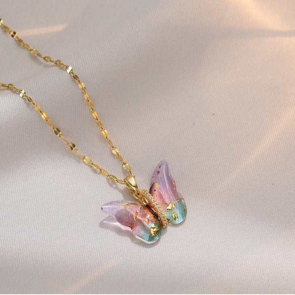 Color Butterfly Pendant Wedding Necklace